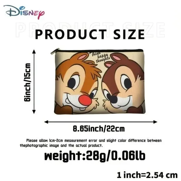 Disney Chip N Dale Canvas Zippered Makeup Cosmetic Pouch - Picture 6 of 6